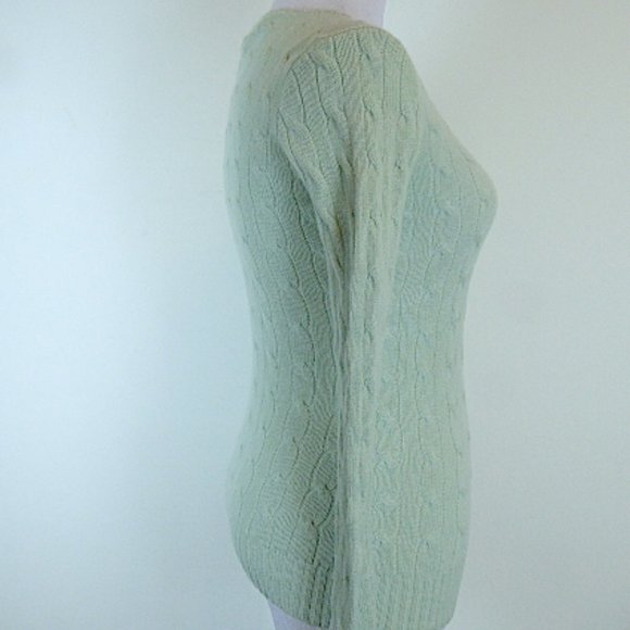 RALPH LAUREN Black label blue AQUA CABLE CASHMERE crewneck Sweater slim fit S - Picture 3 of 4